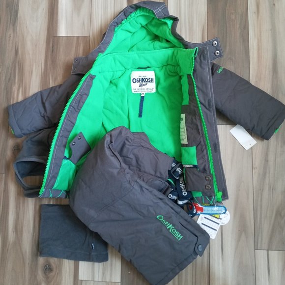 OshKosh B'gosh Kids Gray and Green Winter Jacket Set - Picture 2 of 7